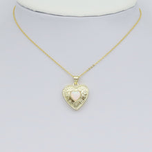 Load image into Gallery viewer, Gold Opal Heart Locket Charm Pendant, Sku#LX689