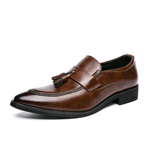Load image into Gallery viewer, Men's British Tassel Dress Shoes | Pointed Toe PU Leather Business Loafers