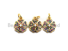 Load image into Gallery viewer, CZ Colorful Micro Pave Peace Sign Pendant, Cubic Zirconia Pave Pendant, Gold plated, 11x13mm, Sku#F822