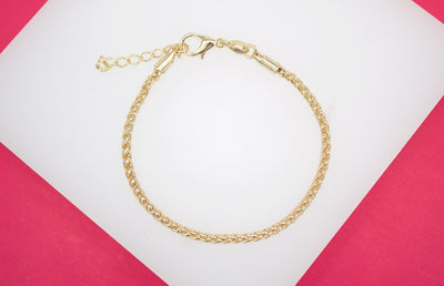 18K Gold Filled 2mm Wheat Bracelet (I27)