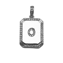 Load image into Gallery viewer, Silver Initial Tag Letter Charm, CZ A - Z Alphabet Letter, SKU#ML75