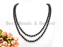 Load image into Gallery viewer, 60/36 Long Hand Knotted Black Crystal Necklace, SKU#D10