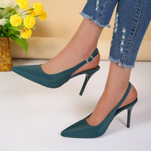 Load image into Gallery viewer, Women's Pointed Toe Buckle Stiletto Sandals | PU Upper Open-Toe High Heels