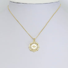 Load image into Gallery viewer, CZ Evil Eye mother of pearl Coin Charm, Sku#LK922