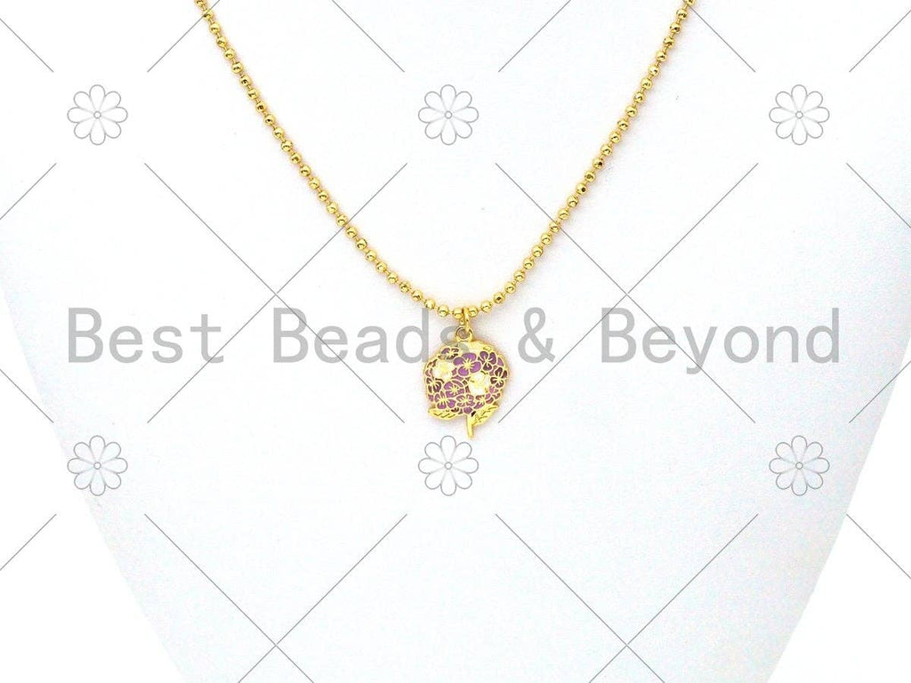 NEW Enamel Colorful Flower Shape Pendant,18K Gold Filled Flower Charm,Enamel Pendant,Enamel Jewelry,15x22mm,Sku#LK390