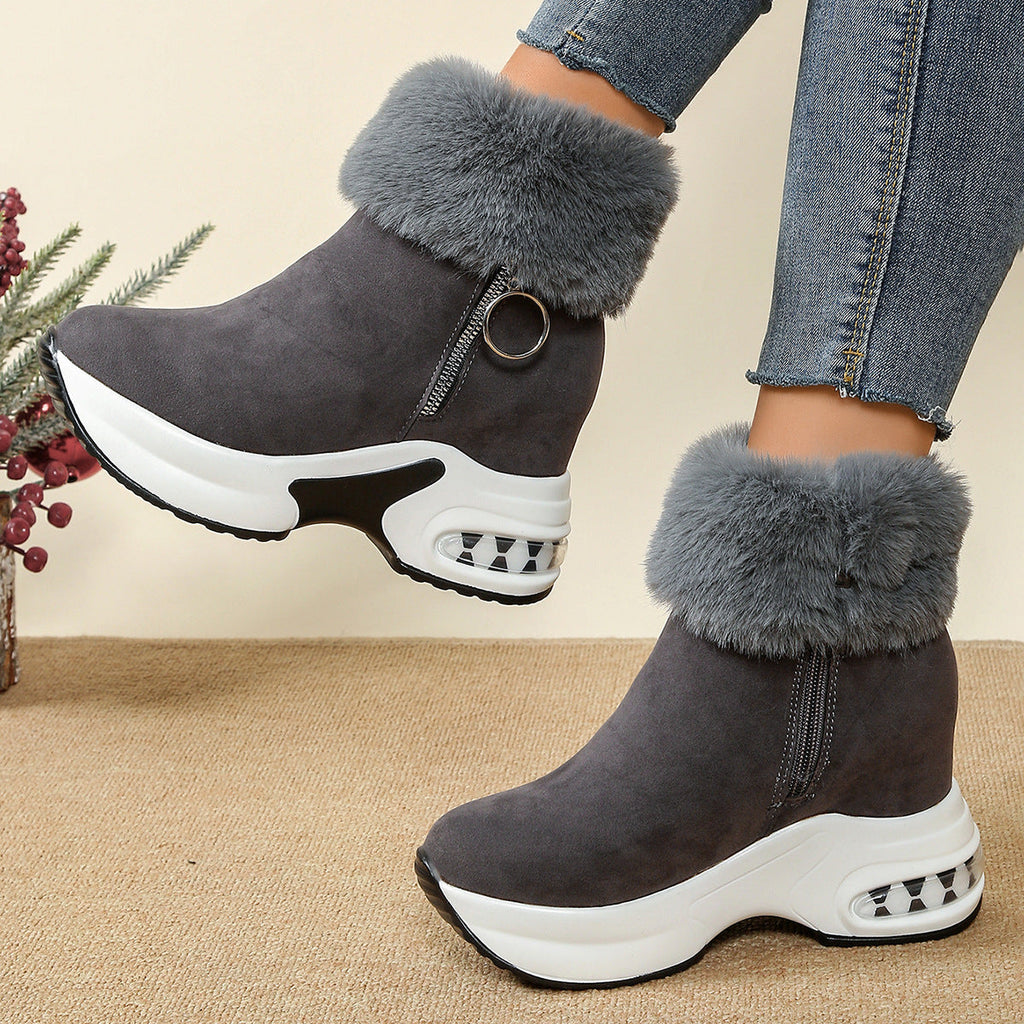 Women's Platform Fleece-Lined Ankle Boots | Height-Enhancing Winter Snow Boots