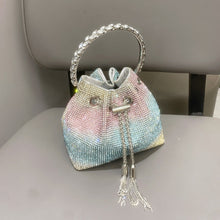Load image into Gallery viewer, Diamond-Embellished Handle Tote Bag with Convertible Crossbody Strap | Women's Bucket Bag