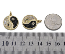 Load image into Gallery viewer, CZ Pave Round Taiji Yinyang Charm, Sku#L708