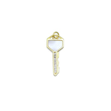 Load image into Gallery viewer, CZ Pave Mother of Pearl Key Charm Pendant, Sku#LK956