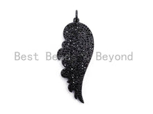Load image into Gallery viewer, 18x44mm CZ Clear/Black Micro Pave Wing Pendant, Wing Shaped Pave Pendant, Gold/Rose Gold/Silver/Gunmetal plated,18x44mm, Sku#F421