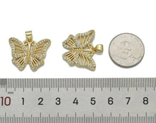 Load image into Gallery viewer, CZ Gold Filigree Butterfly Charm, Sku#LX136