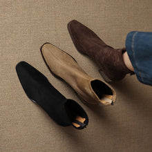 Load image into Gallery viewer, Women's Suede Square Toe Chunky Heel Boots