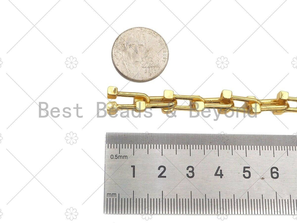 NEW STYLE U link Chain Chunky Statement Chain by Yard, U shape Bulky Link chain, Gold Filled Chain, Necklace Supplies, sku#LD116