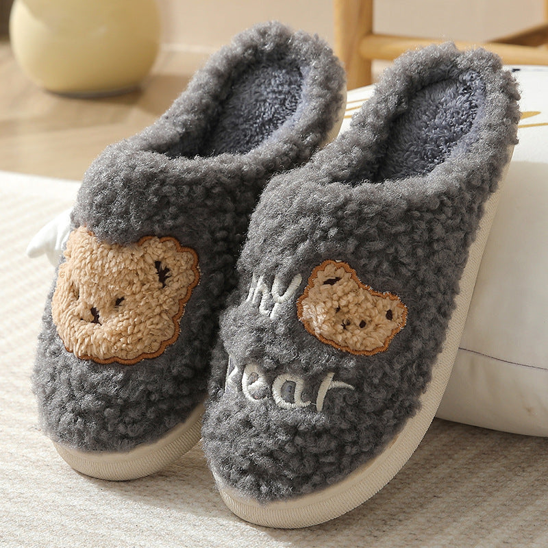 Unisex Bear Plush House Slippers | Anti-Slip Warm Indoor Shoes