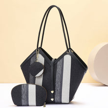 Load image into Gallery viewer, Women's PU Leather Tote Bag - High Capacity Shoulder Handbag with Color Block Design
