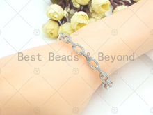 Load image into Gallery viewer, CZ Micro Pave Paper Clip Link Chain Bracelets, sku#LK102