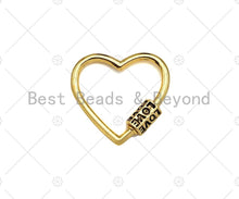 Load image into Gallery viewer, 18K Gold Love Word On Heart Shape Screw Clasp, Heart Connector, Gold Carabiner Clasp,30x29mm, Sku#K172