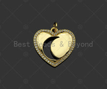 Load image into Gallery viewer, Gold Filled CZ Micro Pave Hollow Out Cresent Moon On Heart Shape Pendant ,18K Gold Filled Charm, Necklace Bracelet Pendant,21x20mm,Sku#LD102