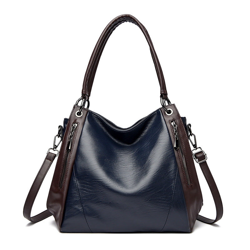 Women's Soft Leather Tote Bag - Urban Minimalist Shoulder Bag with Multiple Compartments