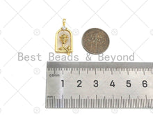 Load image into Gallery viewer, CZ Micro Pave Rose Flower On Birdcage Frame Shape Pendant/Charm, 18K Gold Charm, Necklace Bracelet Charm Pendant,11x23mm, Sku#LK259