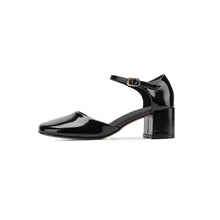 Load image into Gallery viewer, Women's Cutout Mary Jane Block Heel Sandals | Full-Grain Cowhide Square Toe Heels