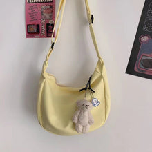 Load image into Gallery viewer, Women's Waffle Weave Shoulder &amp; Crossbody Bag – Dumpling Shape with Puppy Charm