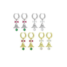 Load image into Gallery viewer, Colorful CZ Christmas Jingle Bell Bow Earrings, Sku#A485