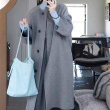 Load image into Gallery viewer, Womens Stylish Mid-length Gray Wool Coat