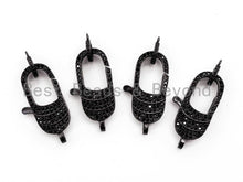 Load image into Gallery viewer, Black CZ Pave On Black Micro Pave Lobster Claw Clasp, Cubic Zirconia Clasp, 11x29mm,sku#H115