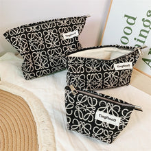 Load image into Gallery viewer, Women's Geometric Fabric Cosmetic Bag - Multi-Compartment Makeup Organizer with Zipper