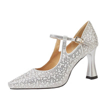 Load image into Gallery viewer, Women's Pointed Toe Chunky High Heel Shoes – Cheongsam Wedding Banquet Buckle Pumps