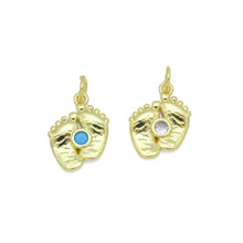 Load image into Gallery viewer, Little Baby Feet with turquoise Clear CZ Charm Pendant, Sku#LX577
