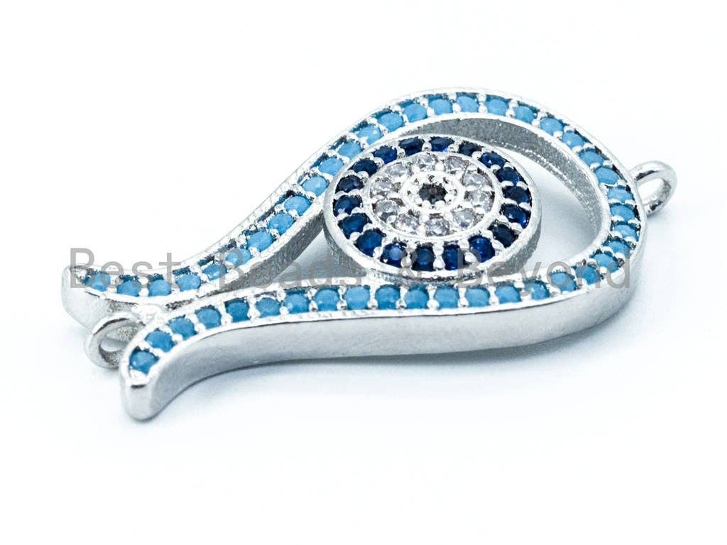 CZ Micro Pave Tulip Flower with Evil Eye Charm/Pendant,15x28mm,sku#M65