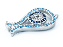 Load image into Gallery viewer, CZ Micro Pave Tulip Flower with Evil Eye Charm/Pendant,15x28mm,sku#M65