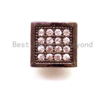 Load image into Gallery viewer, CZ Flat Square Beads Clear Micro Pave Beads, Cubic Zirconia Spacer Beads, 9x9x4mm, sku#G122