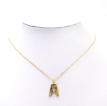 Load image into Gallery viewer, Gold Colorful Baguette CZ Initial Charm, sku#F1524