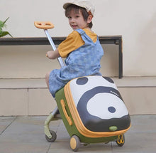 Load image into Gallery viewer, 2-in-1 Kids Ride-On Travel Suitcase &amp; Stroller | Anime Canvas Carry-On with Brake Wheels | Expandable 45L