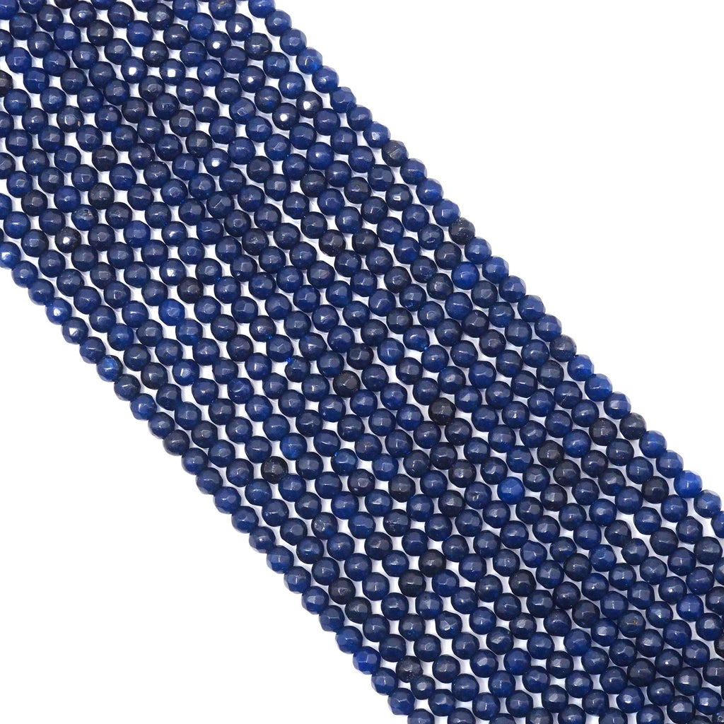 Copy of Blue Jade Round Faceted Beads, 4mm, Sku#U1633
