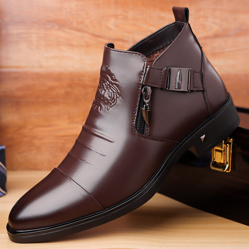 Men's Retro Wide-Fit Ankle Boots | Double-Layer Cowhide Leather Side Chain Boots