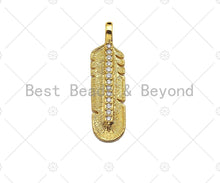 Load image into Gallery viewer, CZ Micro Pave Feather Shape Pendant/Charm,Cubic Zirconia Medallion Charm, Necklace Bracelet Charm Pendant,7x27mm, Sku#LK239
