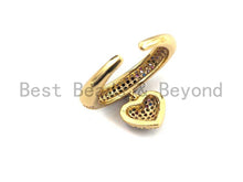 Load image into Gallery viewer, Colorful CZ Micro Pave Circle With Heart Shape Ring, Cubic Zirconia Gold Ring, Adjustable Ring,Statement Ring 15x21x17mm,sku#X68