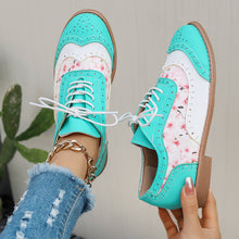 Load image into Gallery viewer, Women's Color-Block Lace-Up Flats Round Toe Casual Shoes – Plus Sizes