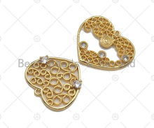 Load image into Gallery viewer, Filigree Gold Lacy Charm with CZ Stone, Round/heart/Teardrop/Windmill Brushed Gold Twisted Wire Charm Pendants, Earrings making, sku#CP13