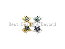 Load image into Gallery viewer, 100% Natural Abalone Shell Five Star Connector, Gold/Silver Plated Abalone, Bracelet/ Necklace Making Connector, 11x13mm,SKU#Z299
