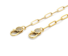 Load image into Gallery viewer, Matte/Shinny Gold Paperclip  Necklace with CZ Clasp, #EF256