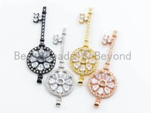 Load image into Gallery viewer, CZ Micro Pave Key with Flower Pendant, slu#F170