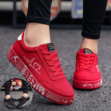 Load image into Gallery viewer, Love Print Canvas Shoes | Unisex Lace-Up Flats Casual Sneakers