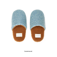 Load image into Gallery viewer, Woolen Color-Blocked Home Slippers - Warm Non-Slip Indoor Cotton Slippers for Women &amp; Men