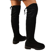 Load image into Gallery viewer, Women's Elastic Thick Sole Knee High Boots – Slip-On Square Heel Suede Over-the-Knee Boot