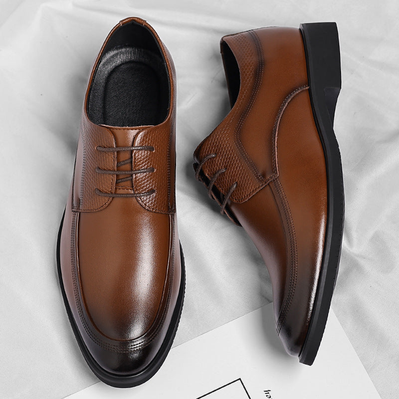 Men's Lace-Up Leather Dress Shoes | All-Season Casual Oxford Style | Black & Light Brown | Plus Sizes 37–46
